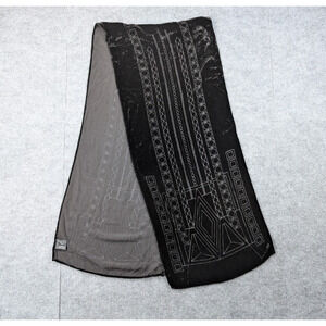 Museum Modern Art Frank Lloyd Wright Scarf Rectangle Silk Velvet Burnout Black